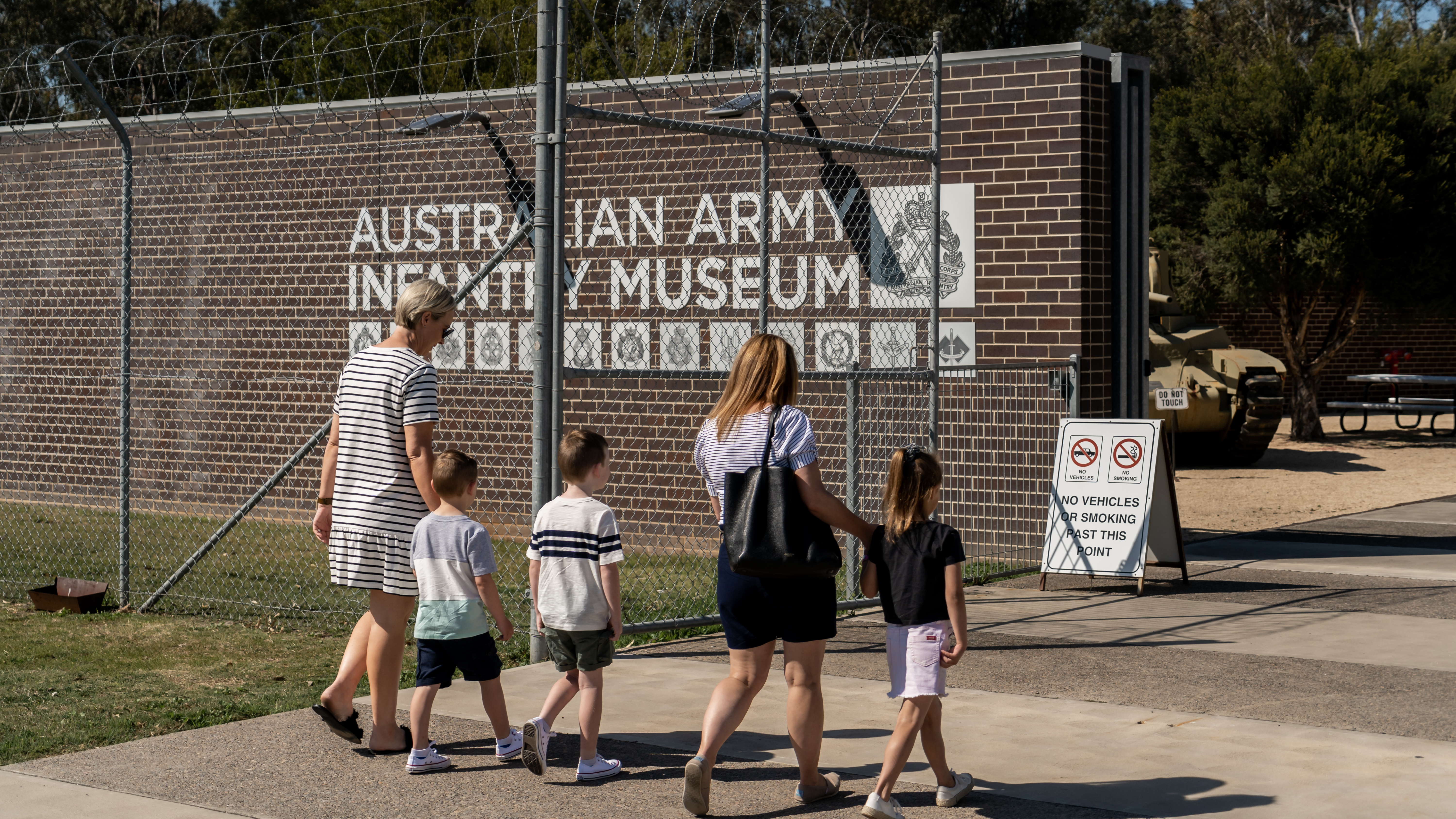 Australian Army Infantry Museum - family entering gate