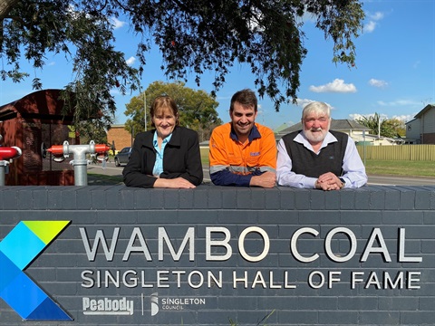 Mayor of Singleton Cr Sue Moore, Wambo Coal Manager Environment + Community Peter Jaeger and Wambo Coal Singleton Hall of Fame chairperson Cr Godfrey Adamthwaite..jpg