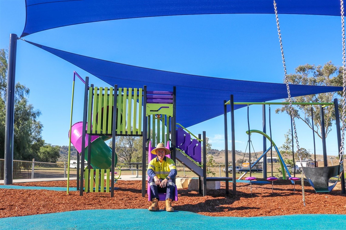 Council's Parks Management Officer Mitch Moy at Jerrys Plains playground.jpg