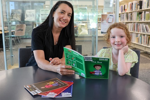 Community and Customer Services Assistant Karen Inall with a pre-school student at Singleton Public Library (4).jpg